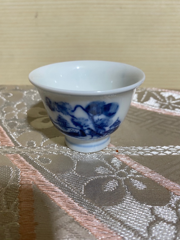 清水烧梅峰底款青花主人杯