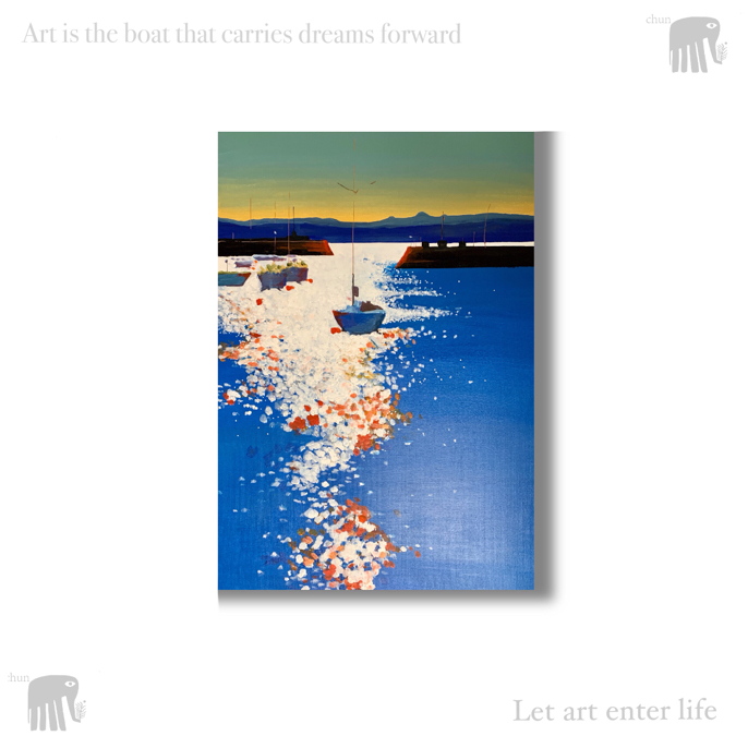 《黄昏港口》70*100简约大气客厅挂画装饰画家居必备