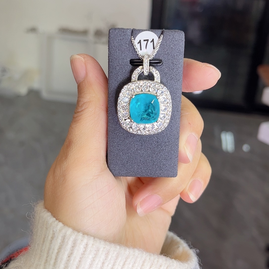 颈饰银S925镶嵌帕拉依巴碧玺