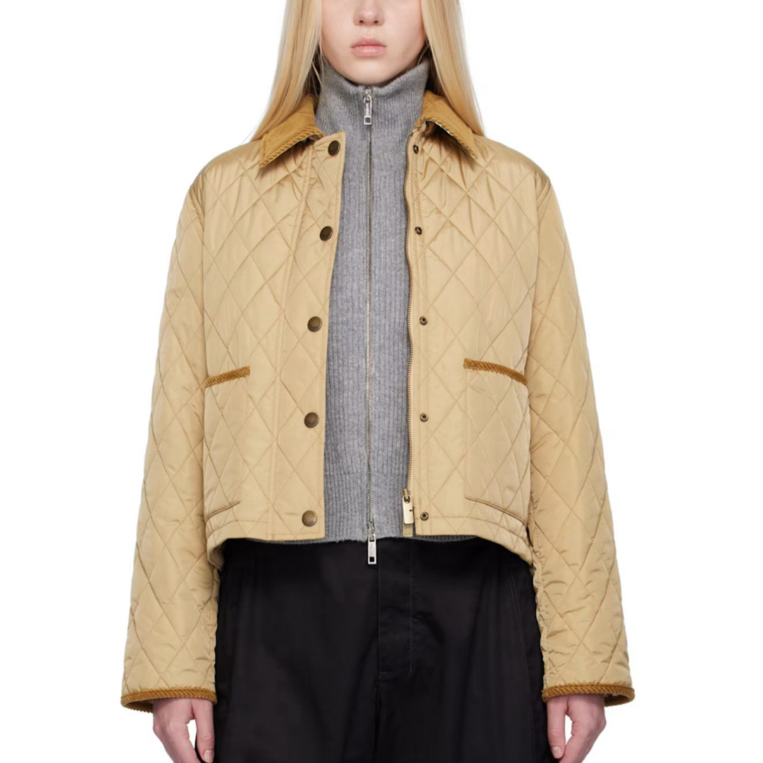 韩单 八宝粥 女士科技缎面绗缝夹克