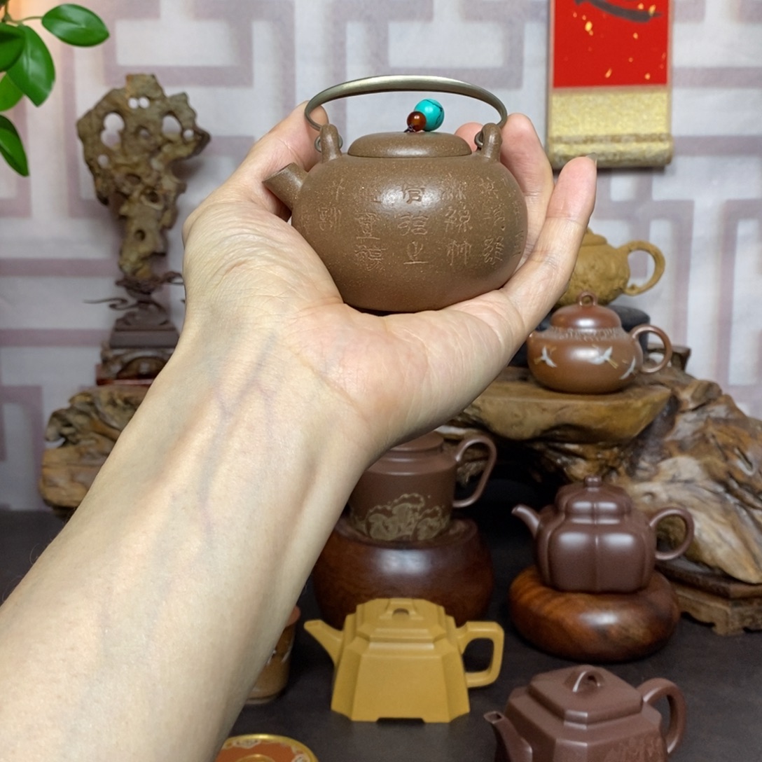 紫砂茶壶紫砂茶具老段石鼓小提梁