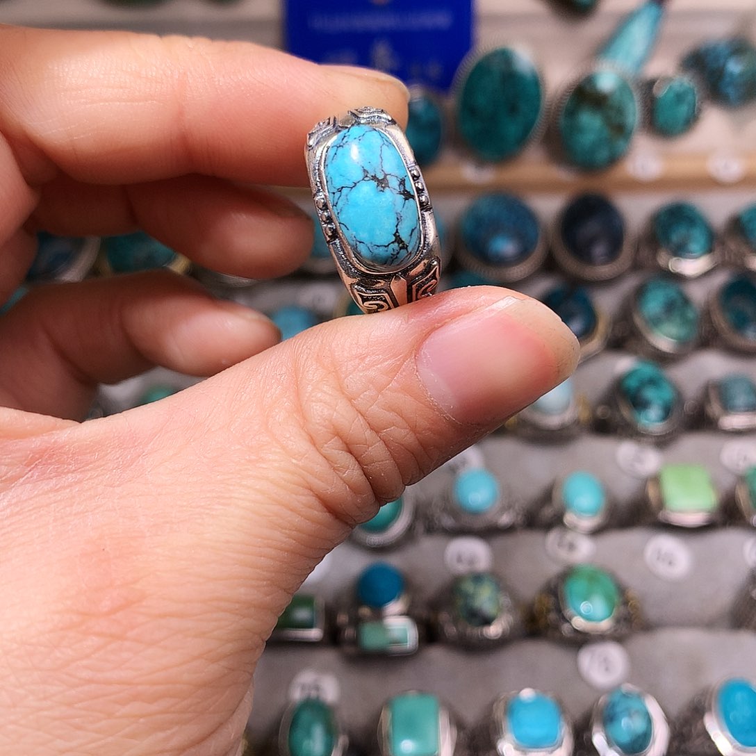 绿松石挂件银S925镶嵌