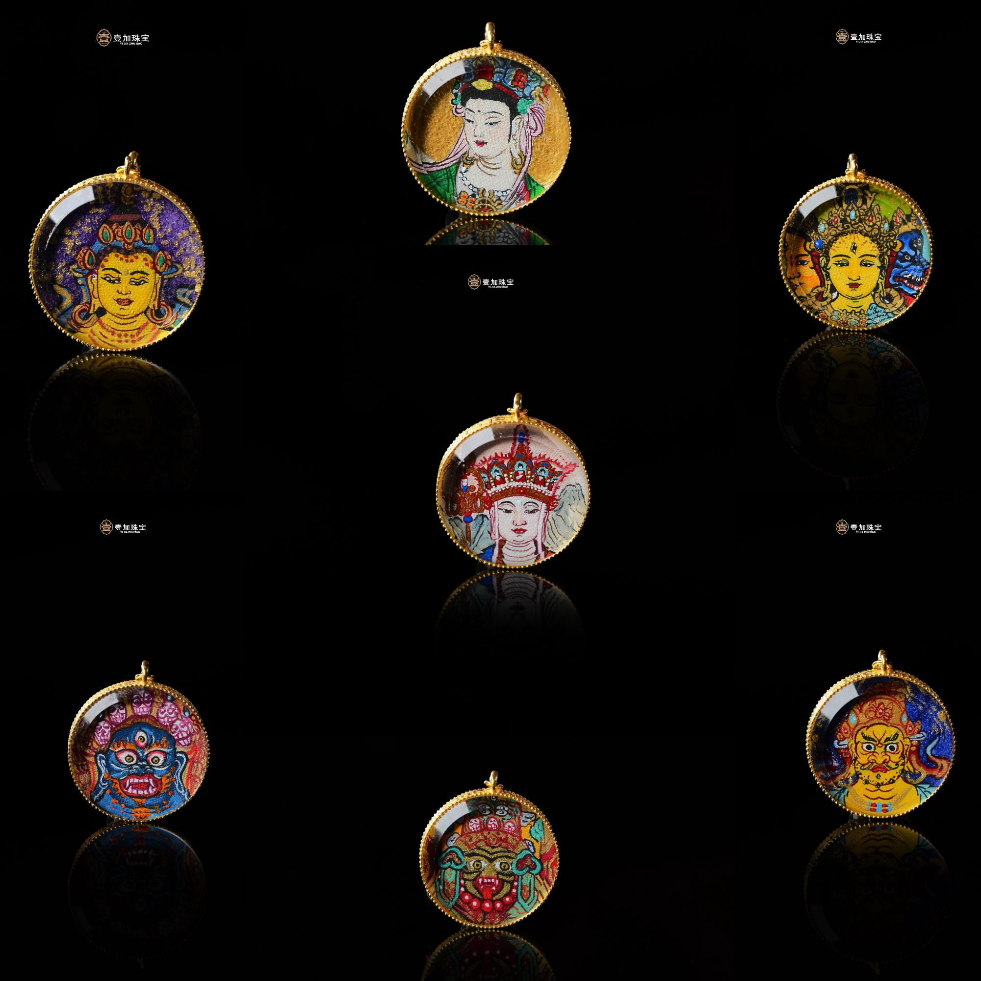 壹加师姐|手工设计18k双面小圆唐卡吊坠多样性发一