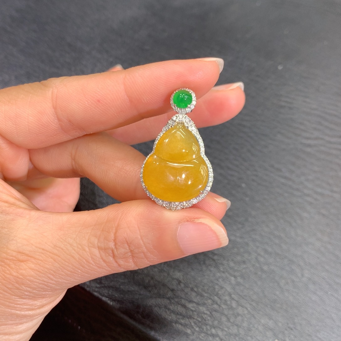 翡翠18K金镶嵌吊坠(不含链)