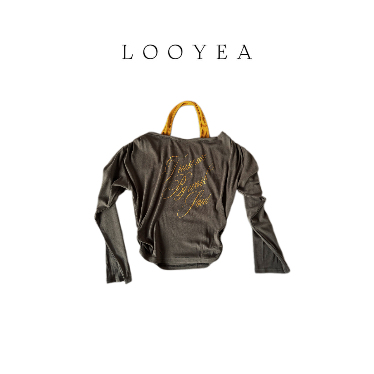 【挂肩衫】LOOYEA 秋季新款韩系字母印花假两件挂脖上衣 1375