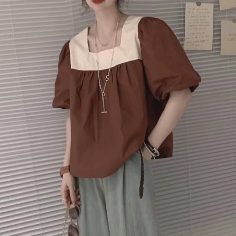 7559两色方领小衫