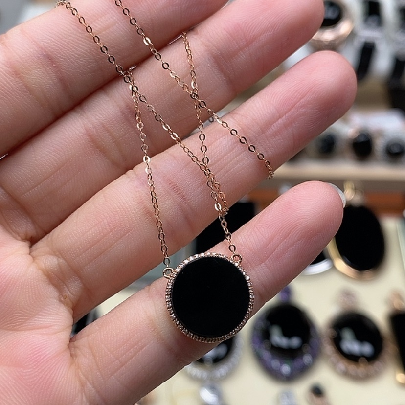 【闪购商品】翡翠套链18K金镶嵌圆牌