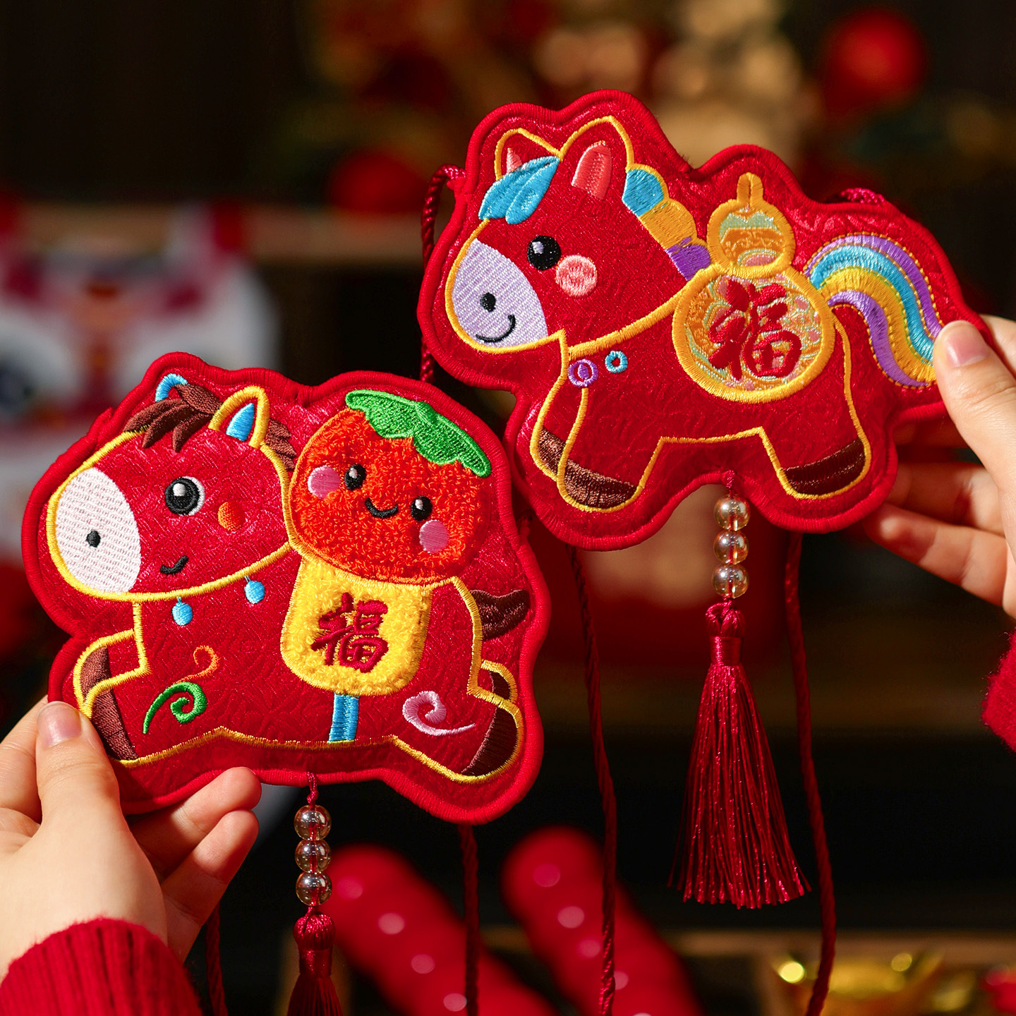 2026新品马年红包袋春节过年儿童高档布艺压岁钱包新年刺绣利是封