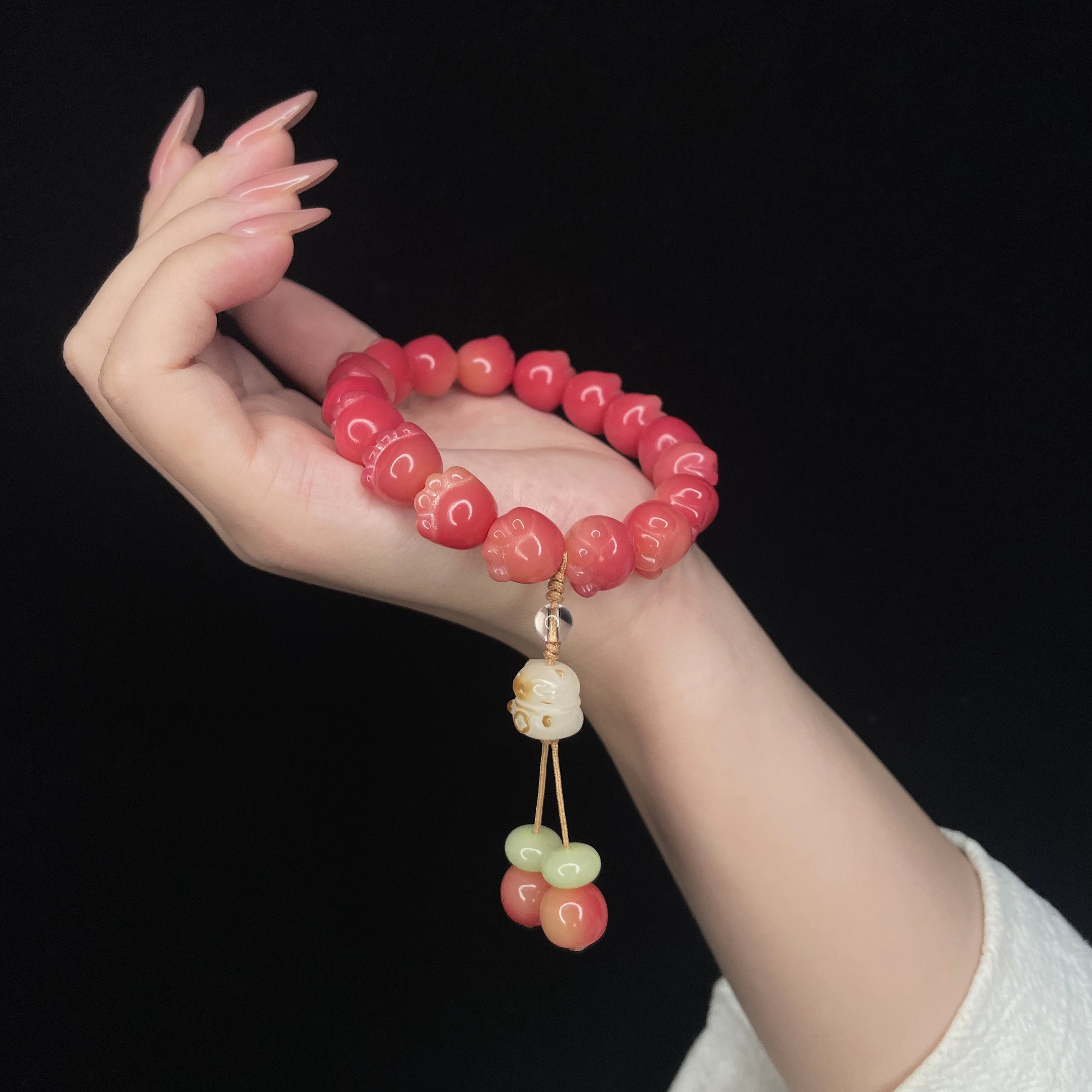 原创手作 桃子猫爪单圈菩提13mm 菩提手串