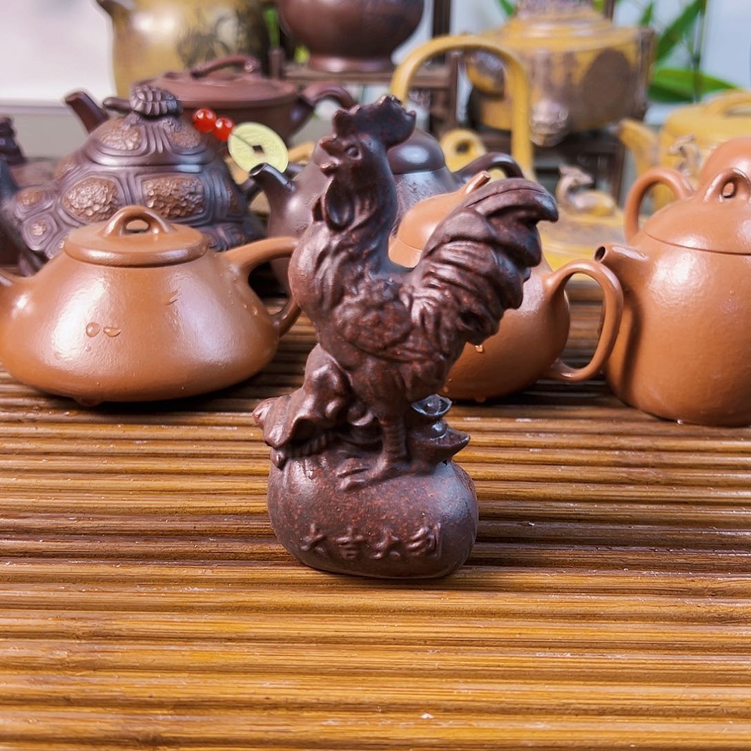 紫砂茶壶大红鸡石红