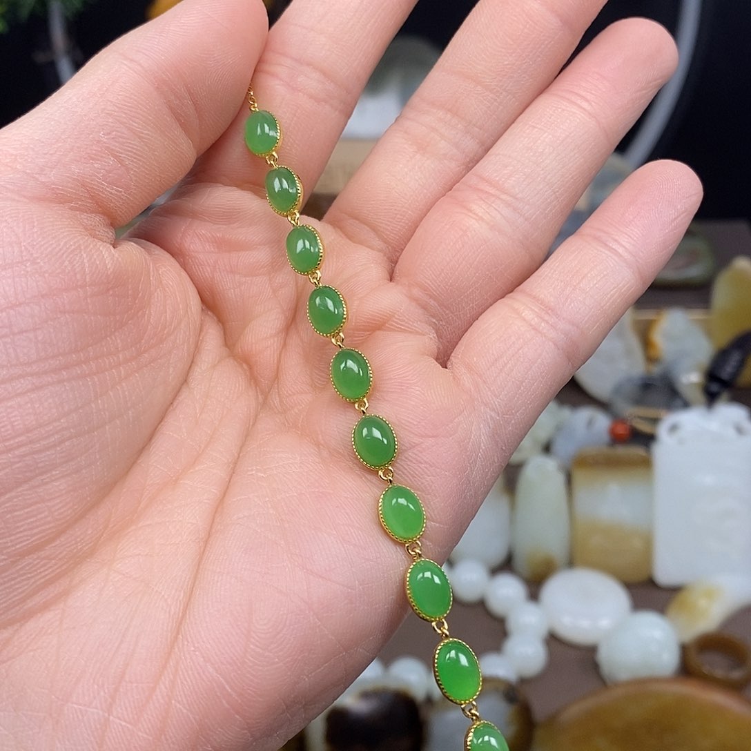 和田玉手链银S925镶嵌