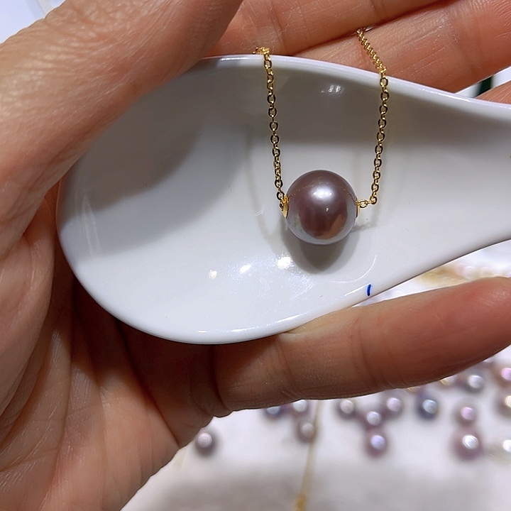 淡水珍珠紫珠路路通吊坠银S925镶嵌