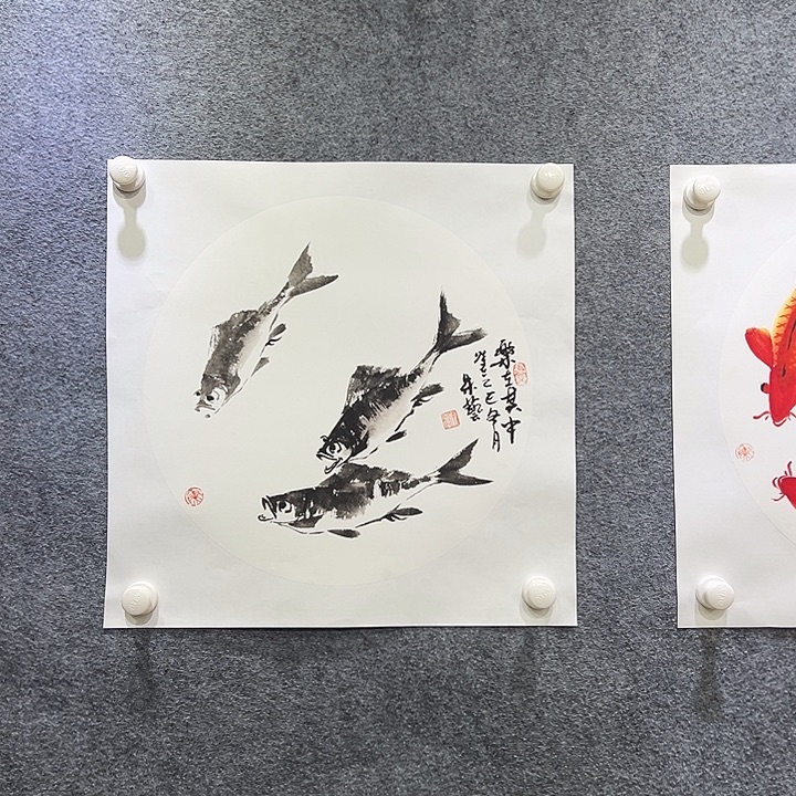 国画知鱼之乐纯手绘