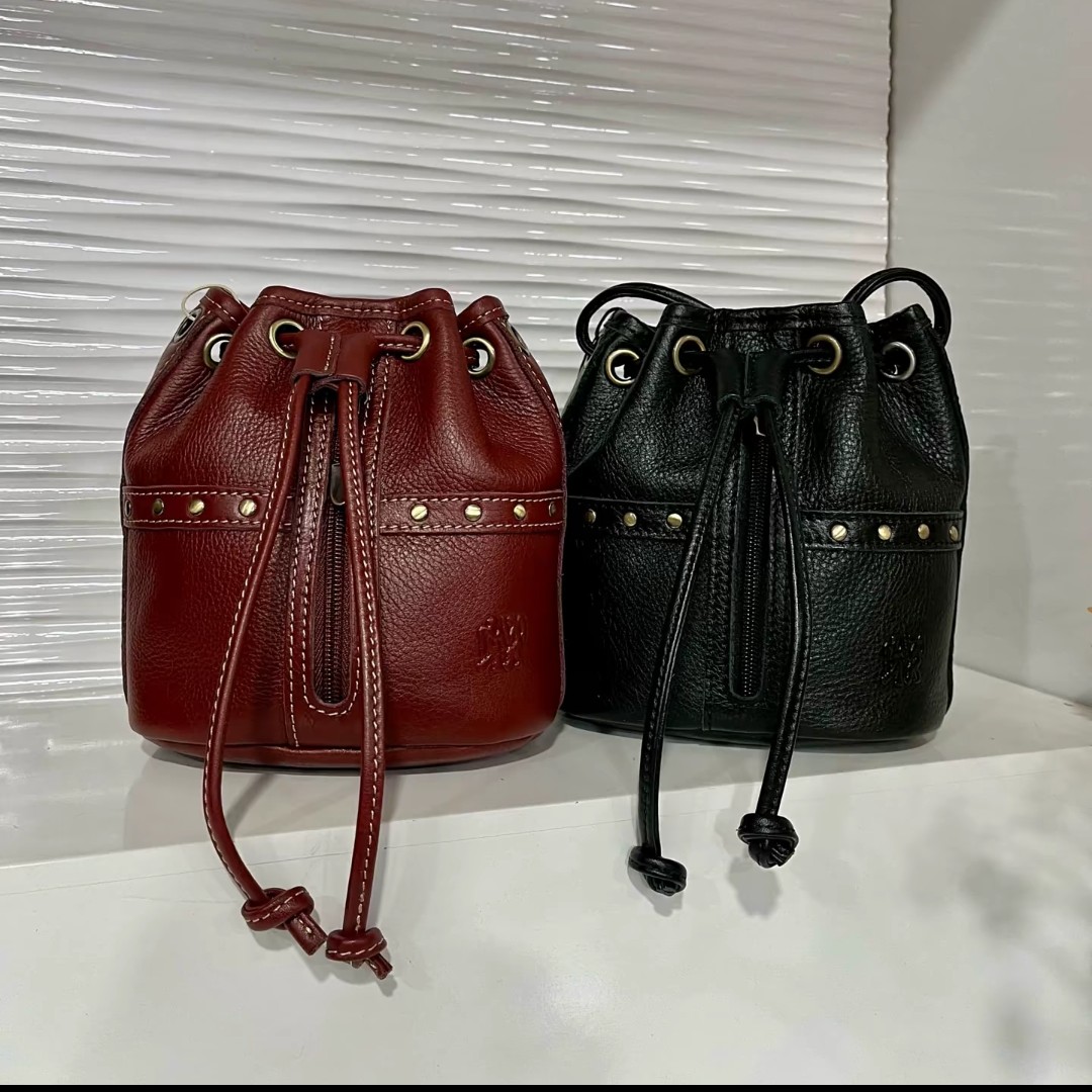 嬉皮士牛皮福袋小桶包斜挎包6655