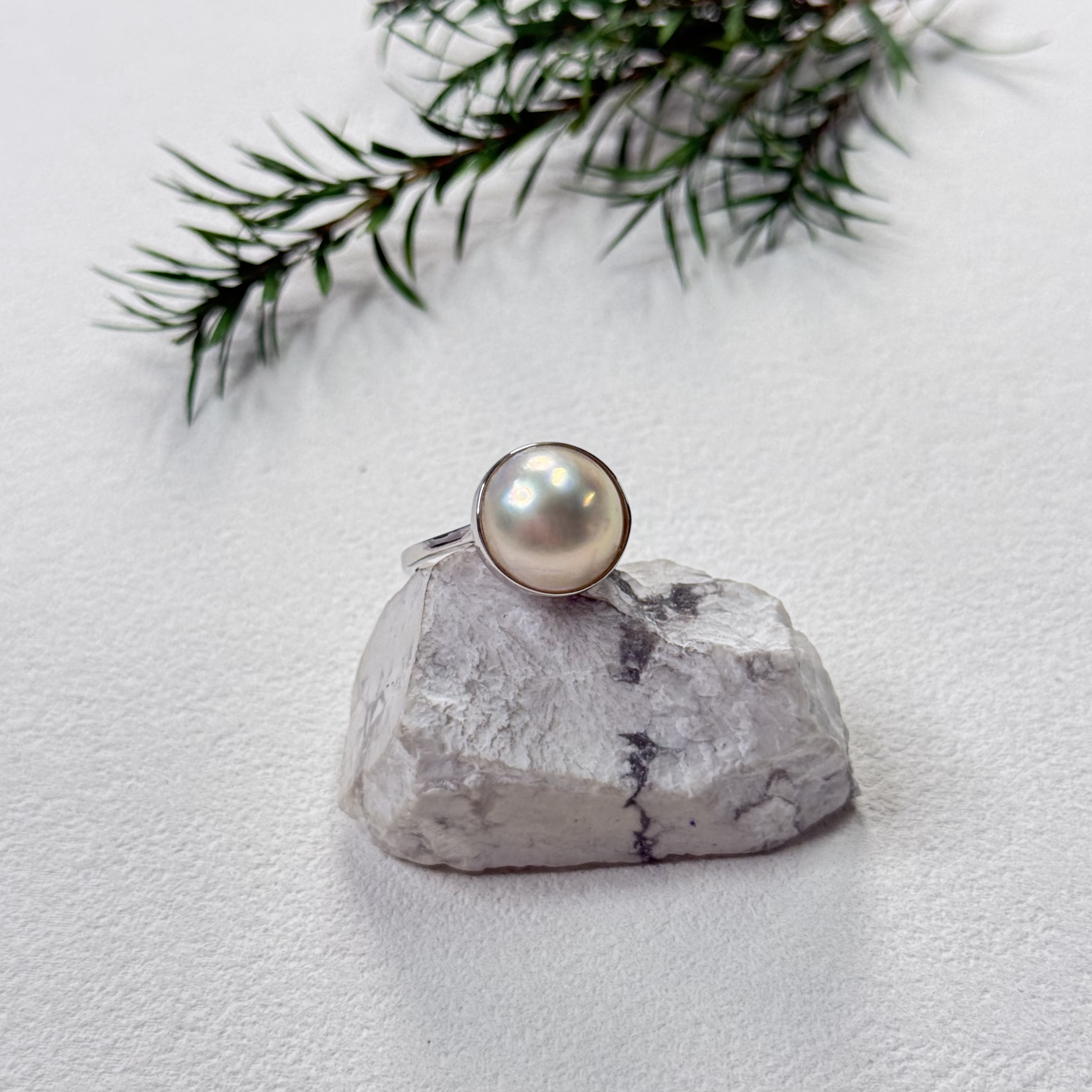 【六六中古】孤品简约马贝珠s925开口戒指aj5131珠子卡13.3