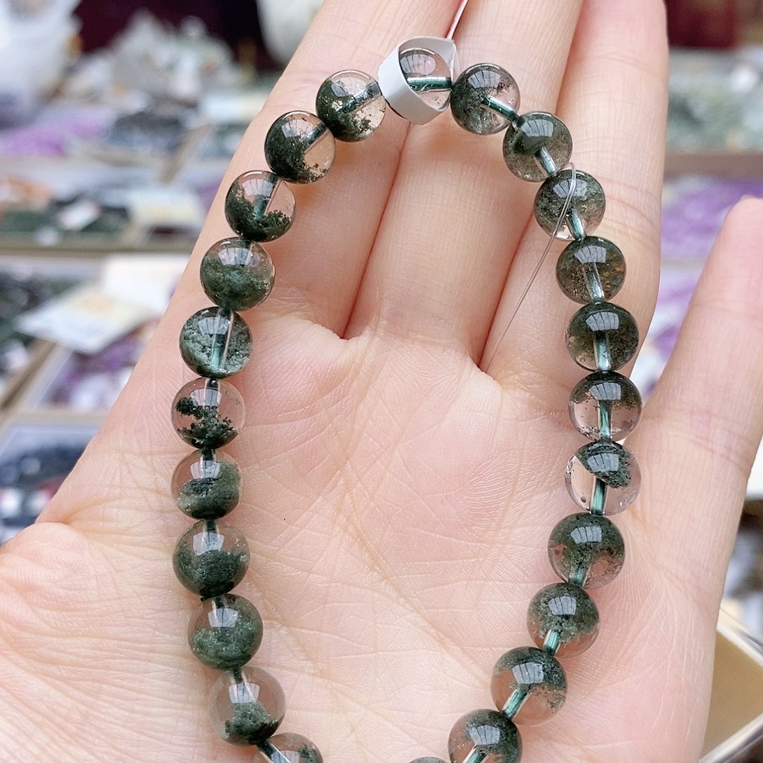 水晶手链未镶嵌W086 绿幽灵 8+