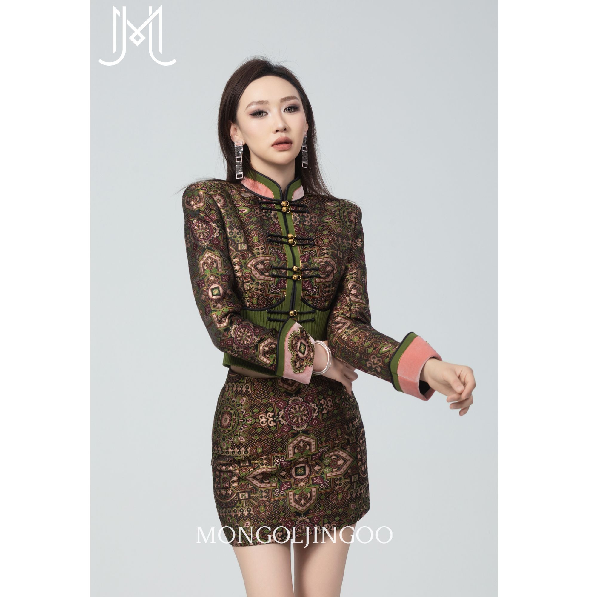 【蒙古丽人】【高级定制】蒙氏时尚套装复古修身民族风女装长袖气质