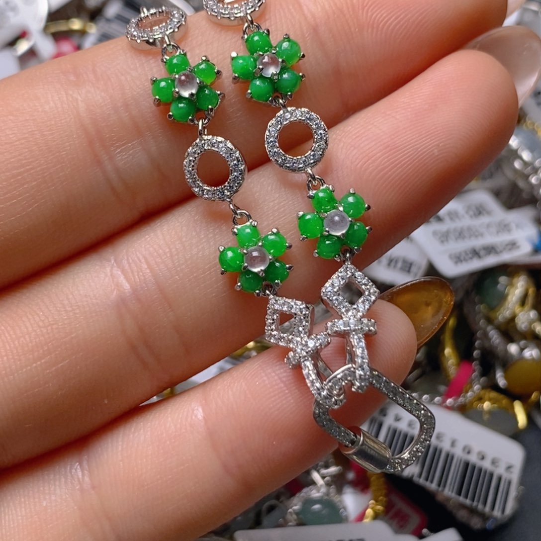 银S925镶嵌戒指翡翠百内无证书