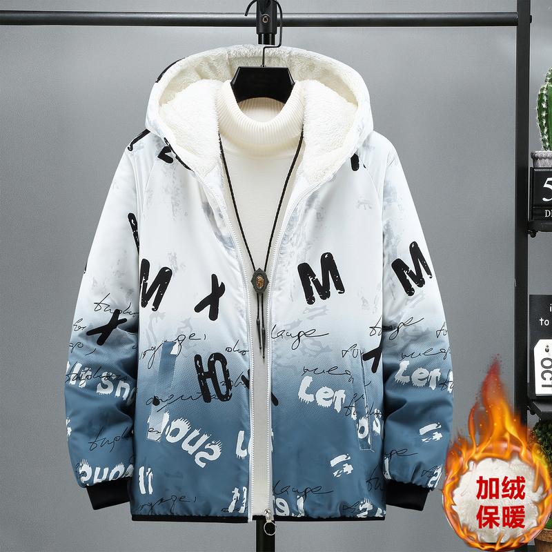 秋冬羊羔绒棉服防寒保暖男外套经典连帽休闲百搭宽松青少年棉袄