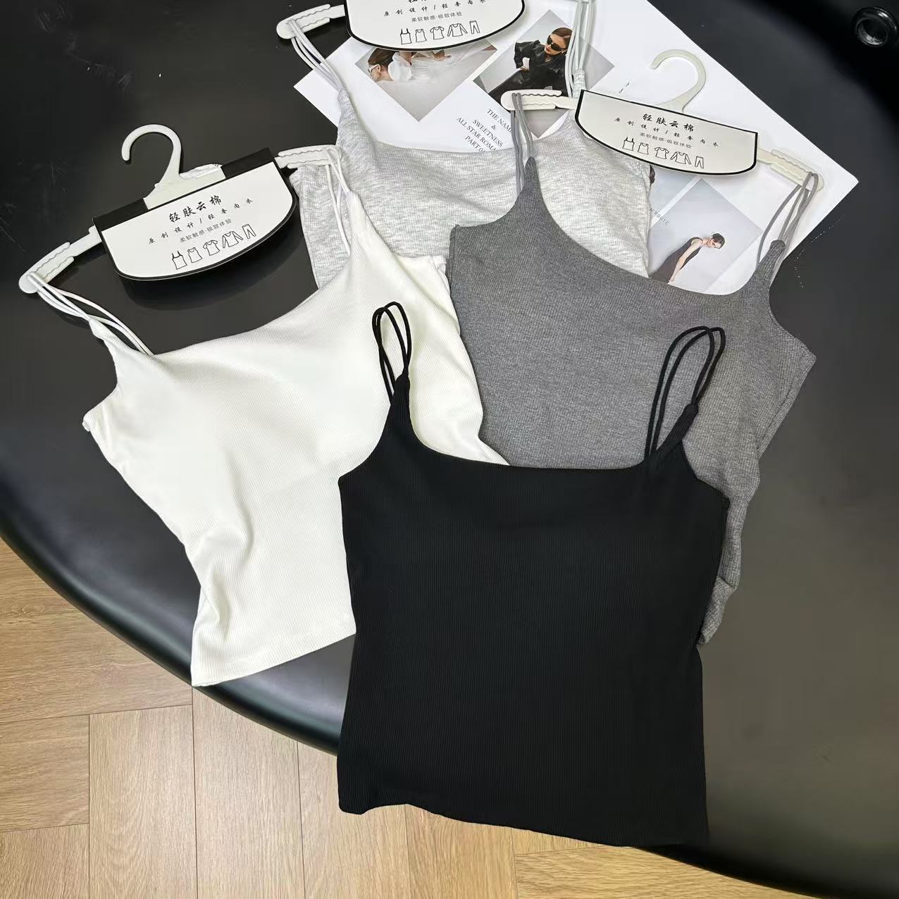 极简风修身型背心免穿内衣内搭外穿短款吊带美背内衣H6928