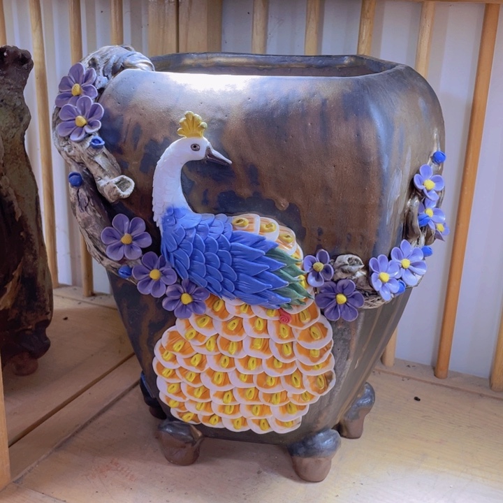 紫砂花盆花*贝景德镇陶瓷 孤品610