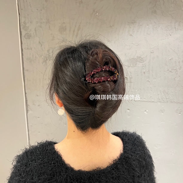 韩国轻奢高级大钻镂空马尾夹扭扭夹精致气质百搭法式内置防滑齿