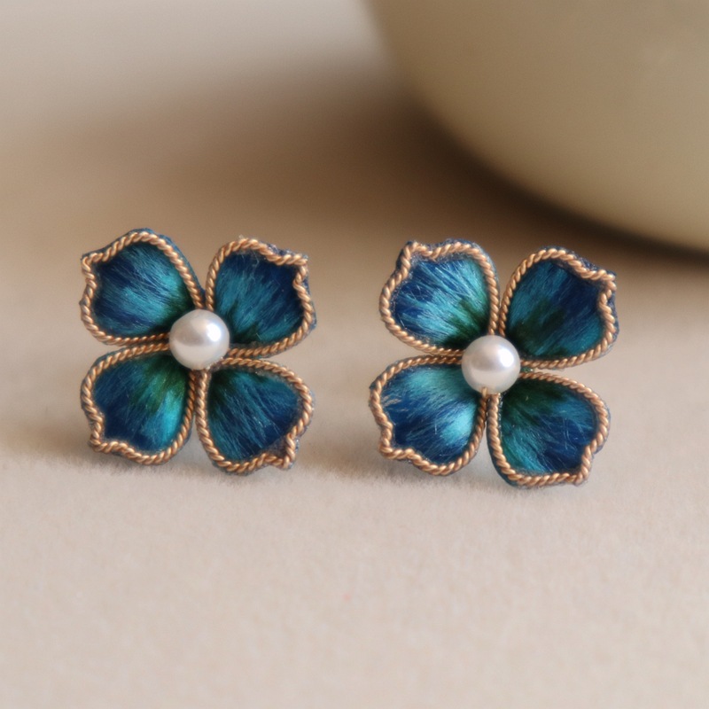 【四叶草】 绒簪阁/非遗手工绒花耳饰 国风搭配送礼