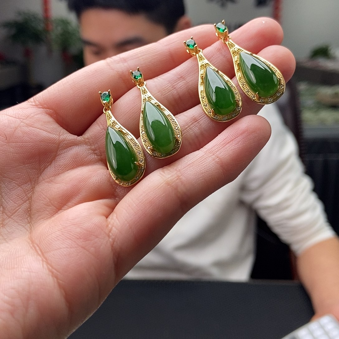 和田玉颜色多样性发拍一发一银S925镶嵌善*