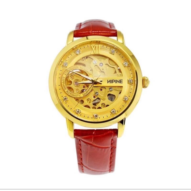 女士全自动机械机芯999足金黄金手表时尚双子星潮流100%纯金表