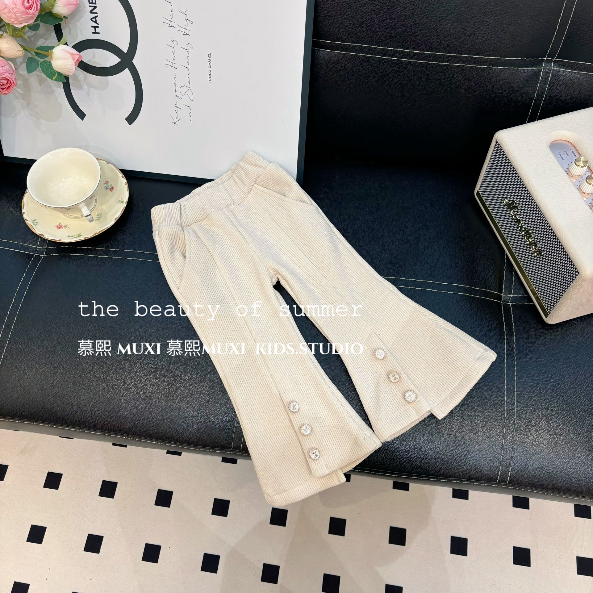 儿童2025年女童经典百搭加绒喇叭裤女宝宝韩版时尚冬季裤子