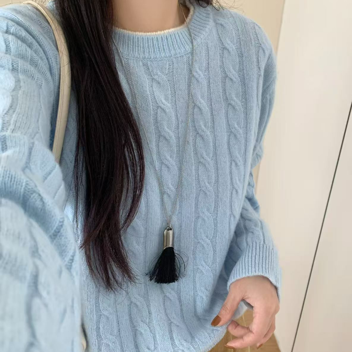 小个子全毛【麻花假两件】内搭外穿秋冬女装