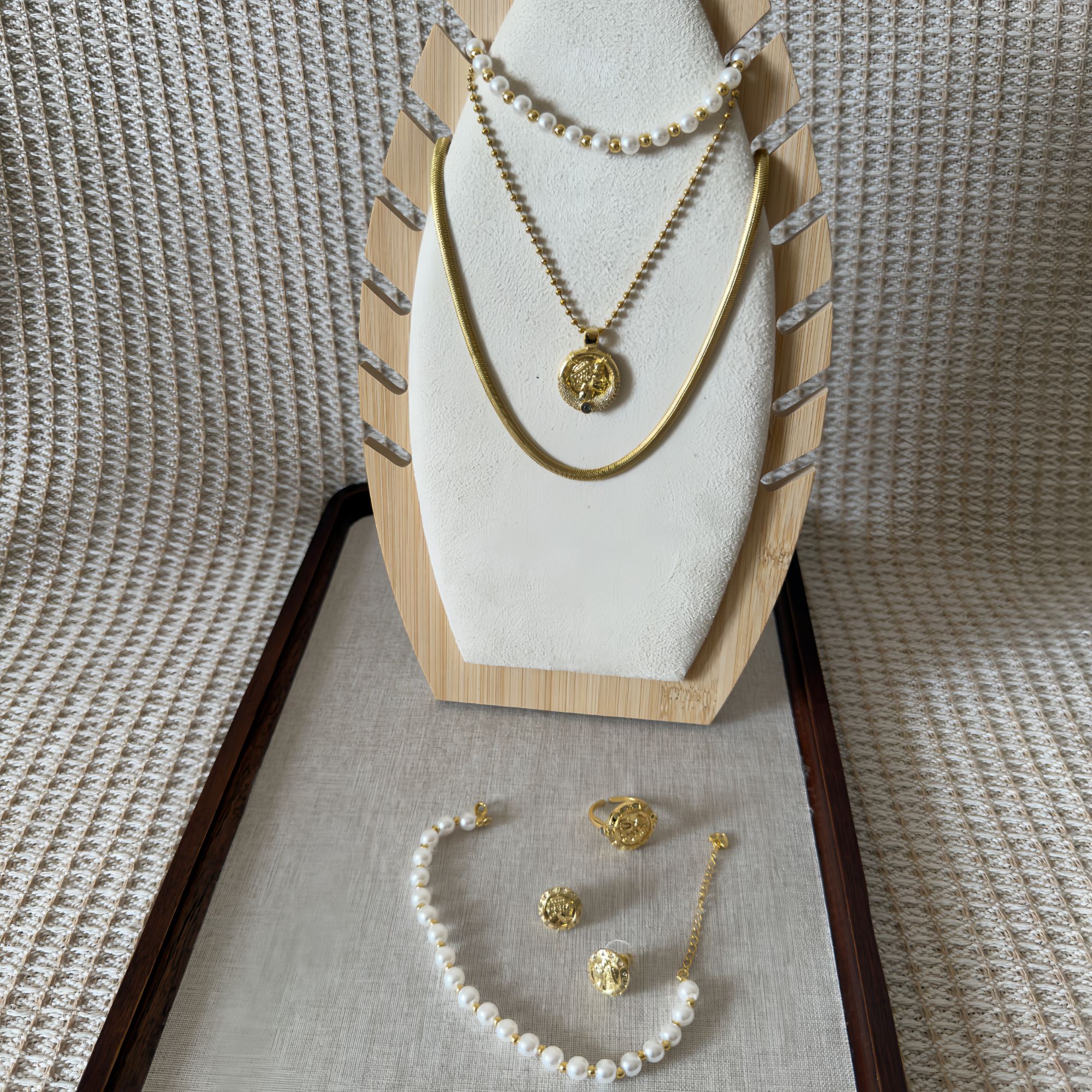 纯铜大理石项链 颈链锁骨链【6件套】项链金色时尚百搭