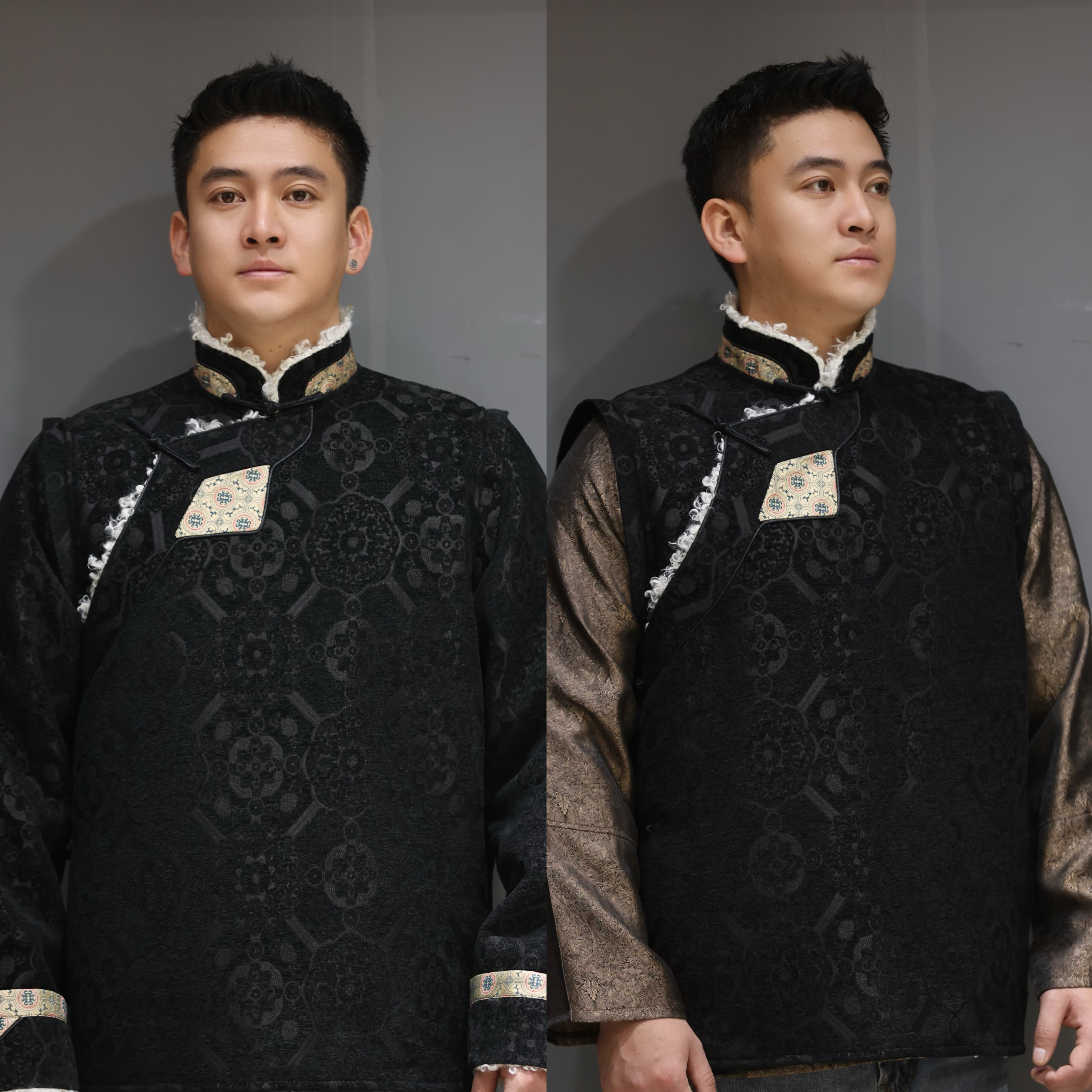 袖子可拆卸外套马甲冬季加厚保暖藏式宽松版型民族风男装厚加绒毛