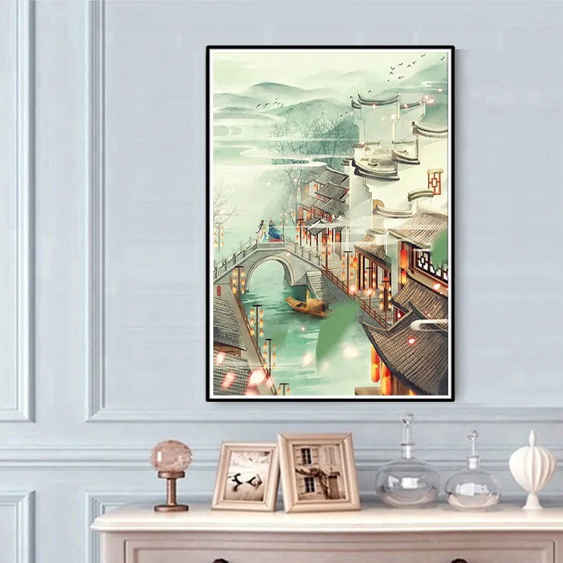 梦里江南针情针艺十字绣正品精准印花满绣33色线绣