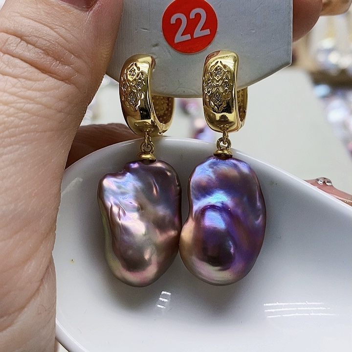 银S925镶嵌耳饰淡水珍珠