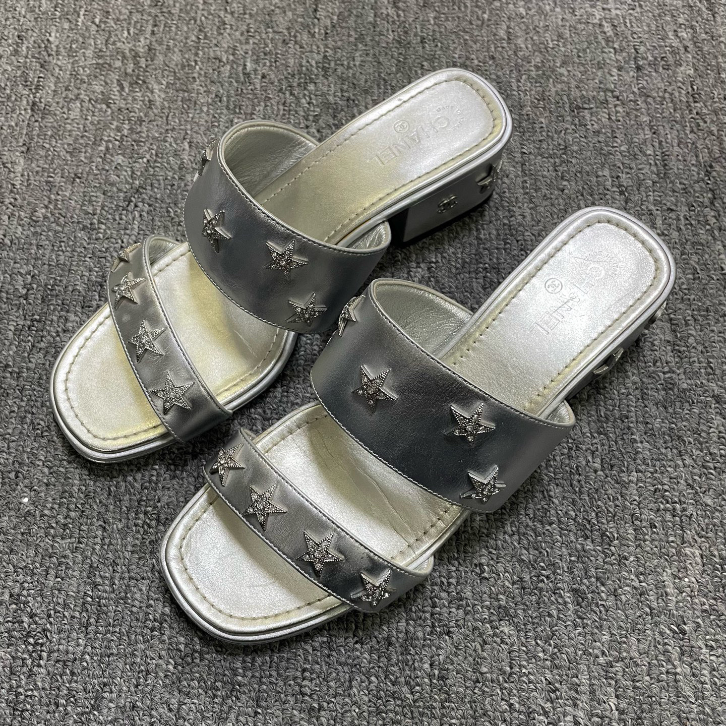 95新 Chanel/香奈儿 粗跟高跟凉拖 36码/14315