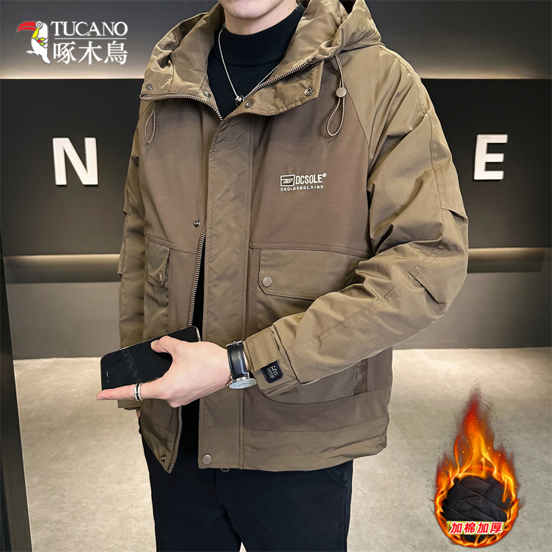 TUCANO/啄木鳥秋冬新款加棉加厚工装连帽夹克男百搭保暖外套1116