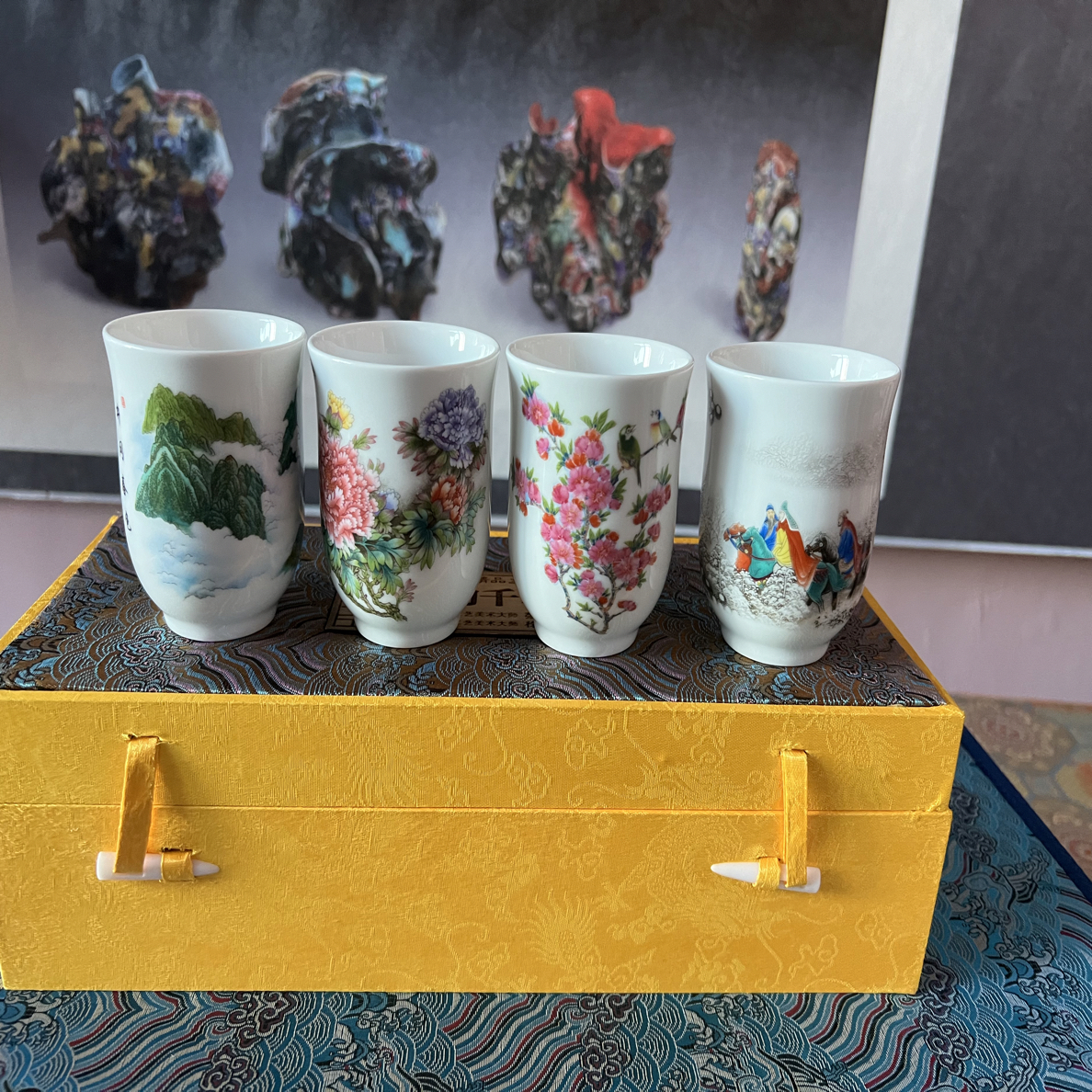 景德镇陶瓷国韵千秋整套四个闻香杯
