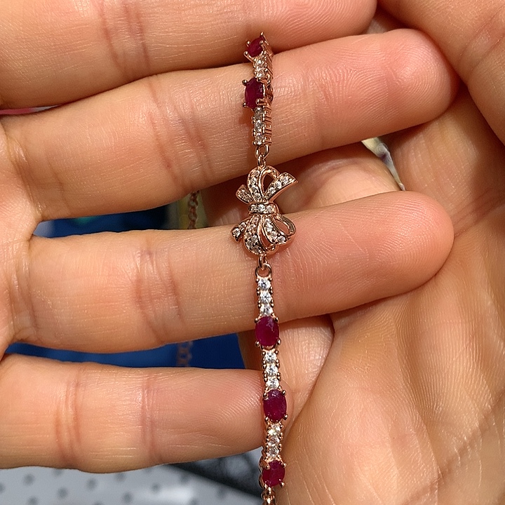 银S925镶嵌红宝石手链