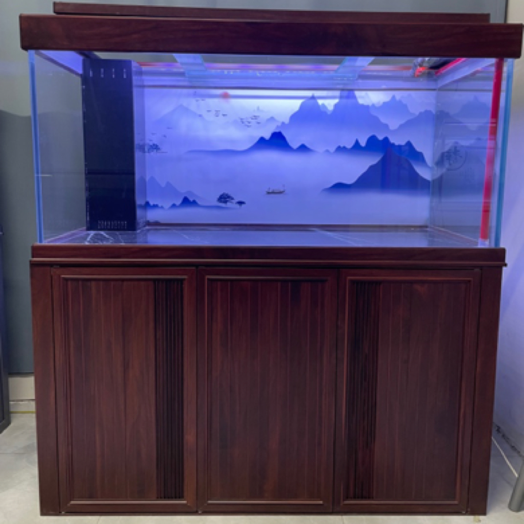 超白玻璃底滤鱼缸家用客厅落地水族箱适合养龙鱼锦鲤