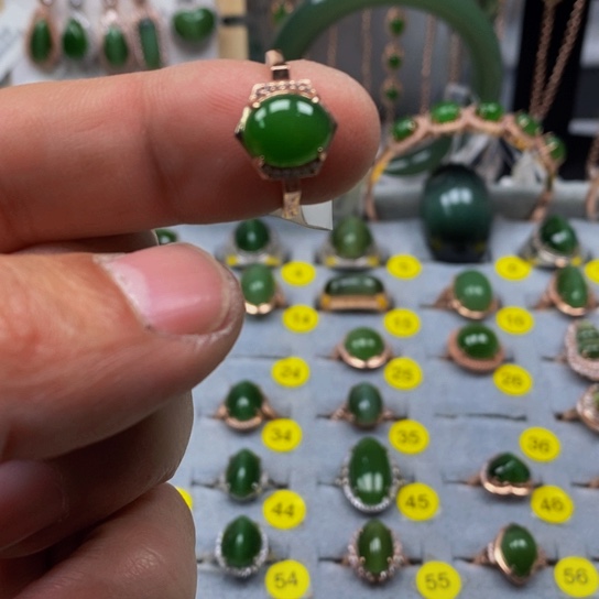 和田玉（碧玉）戒指银S925镶嵌