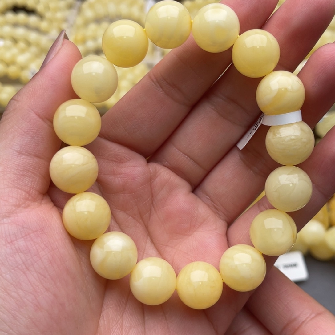 裸石琥珀未镶嵌蜜蜡圆珠手串卡十三妖花