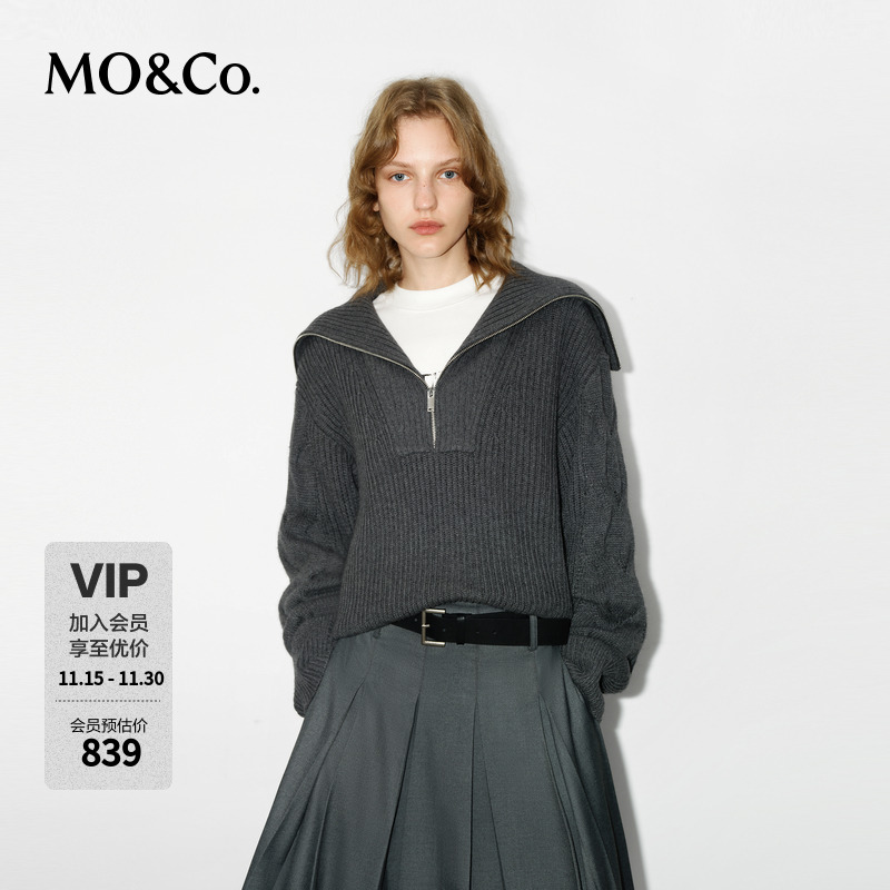 MOCO毛衣冬【山羊绒×绵羊毛×醋酸】海军领MBD4SWTT05