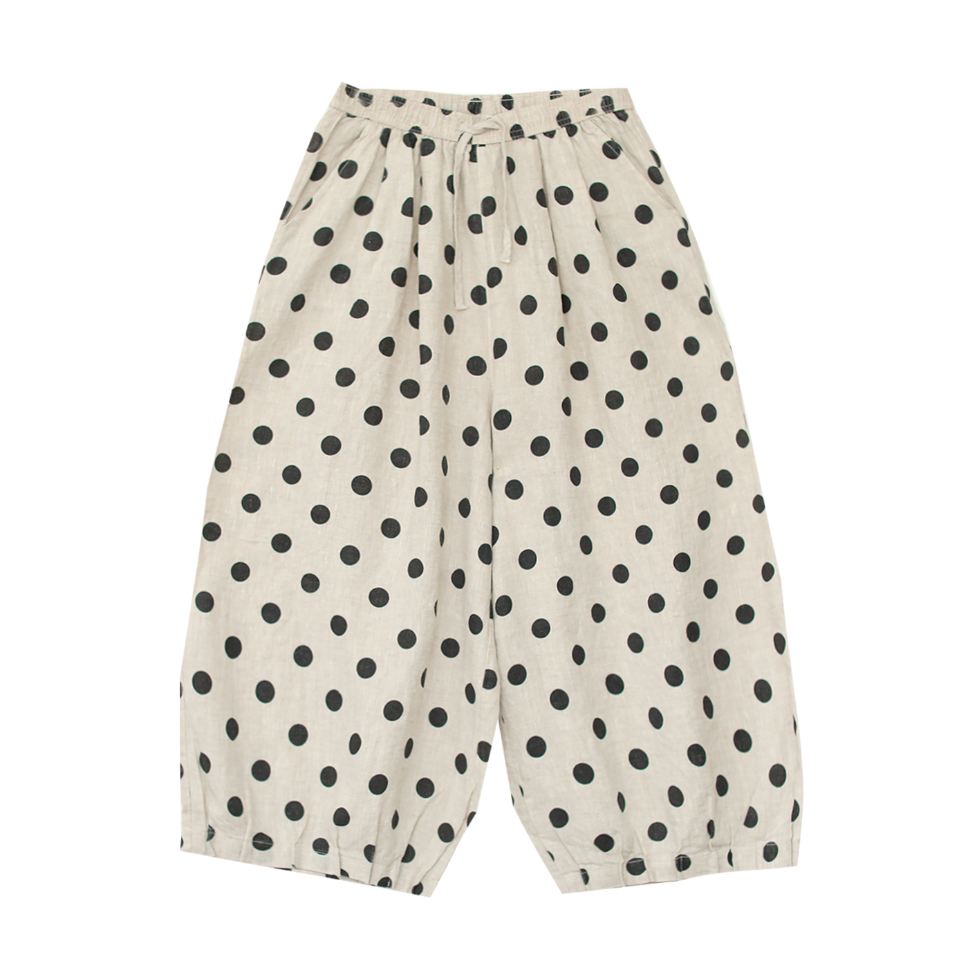 【VOG原创】裤长88 100%亚麻夏季新款宽松大波点休闲裤女C184