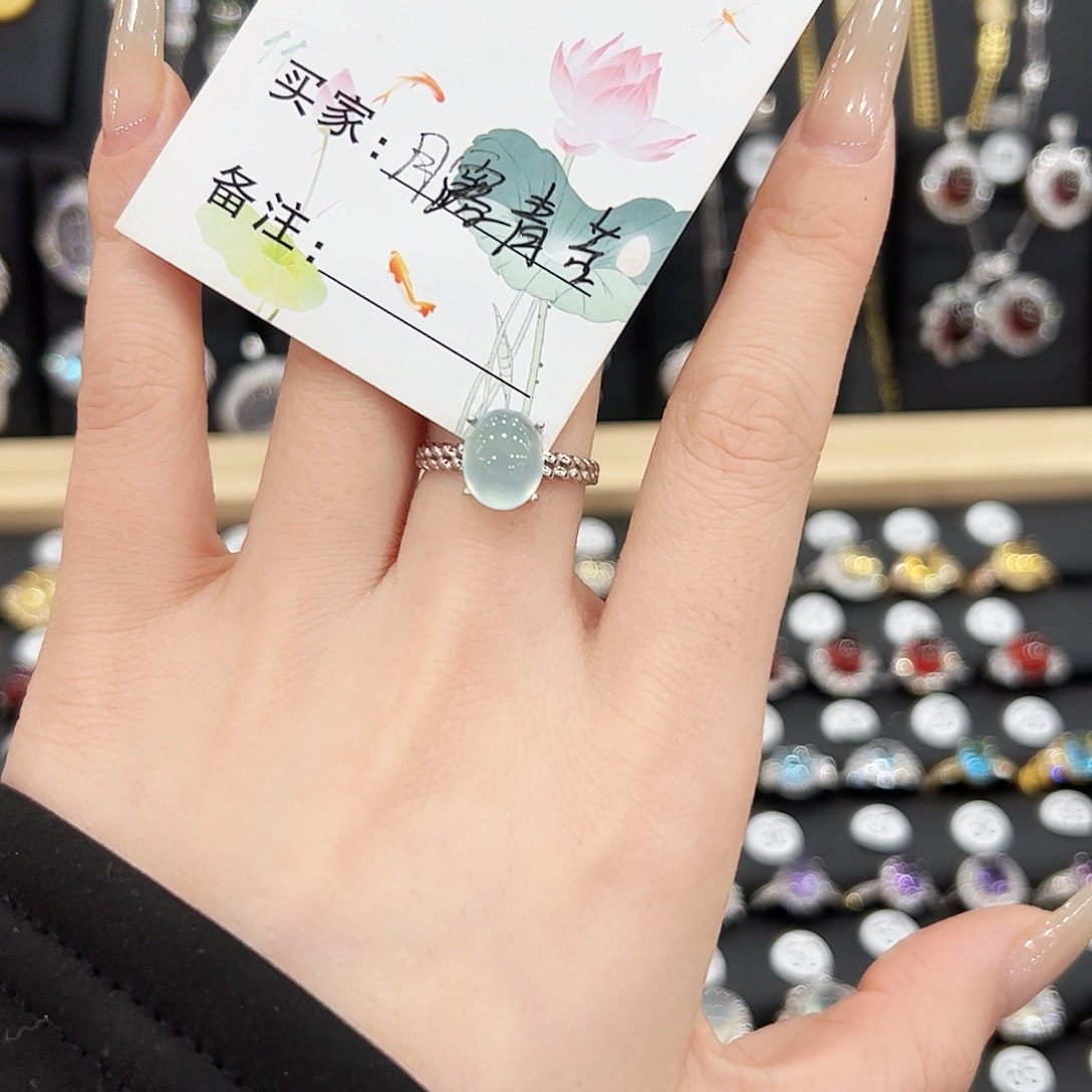 蛇纹石玉戒指合金戒指