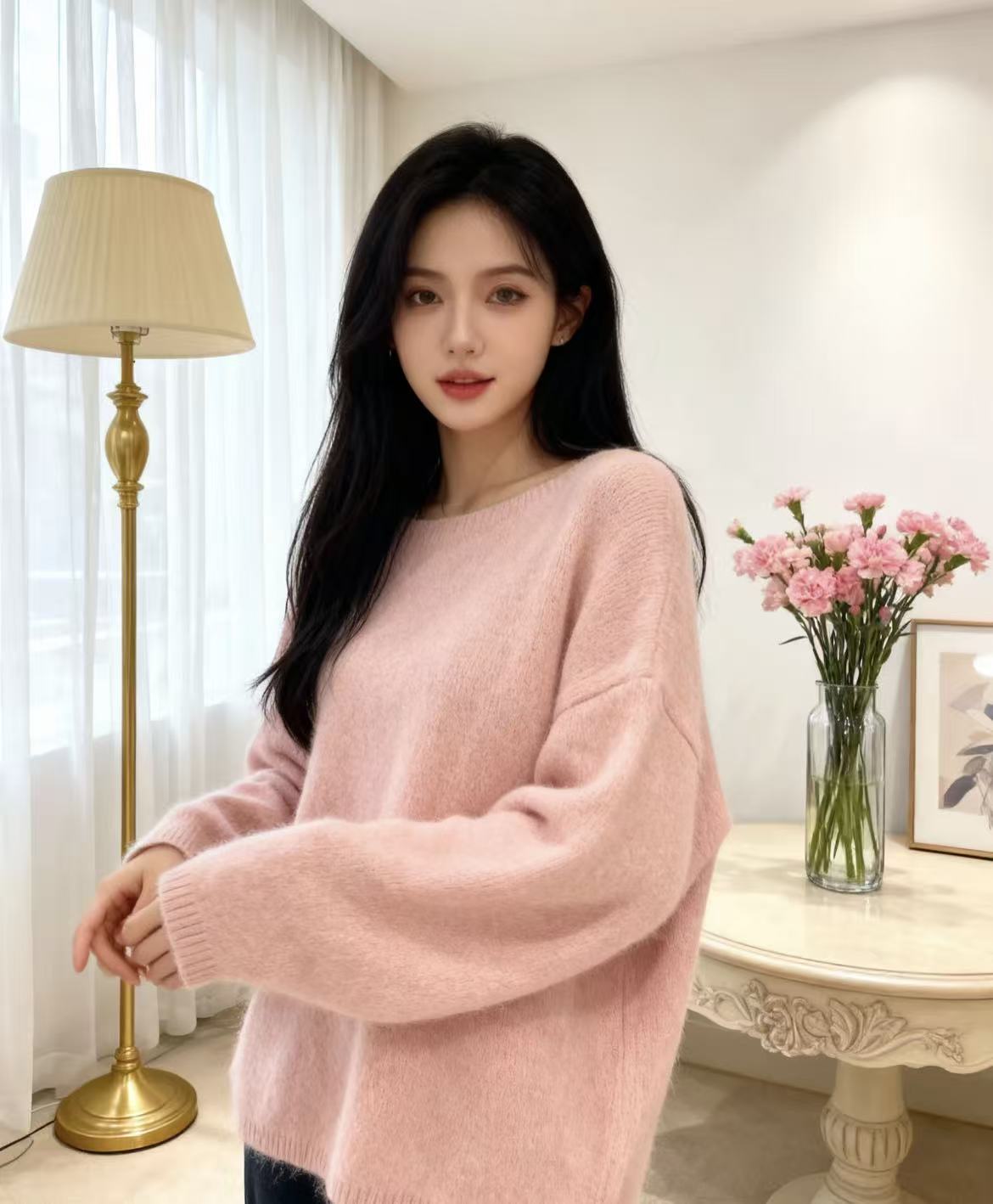 【ms2980】韩系穿搭奶fufu软糯套头毛衣女秋冬宽松外穿针织衫上衣