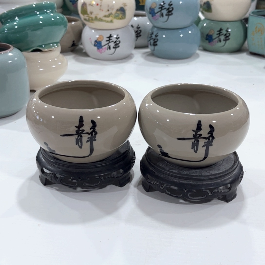 口  8.5*6.5陶瓷绿植多肉花盆拍满8.8包邮发货