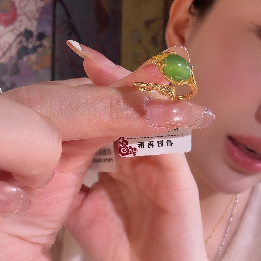 和田玉银S925镶嵌戒指