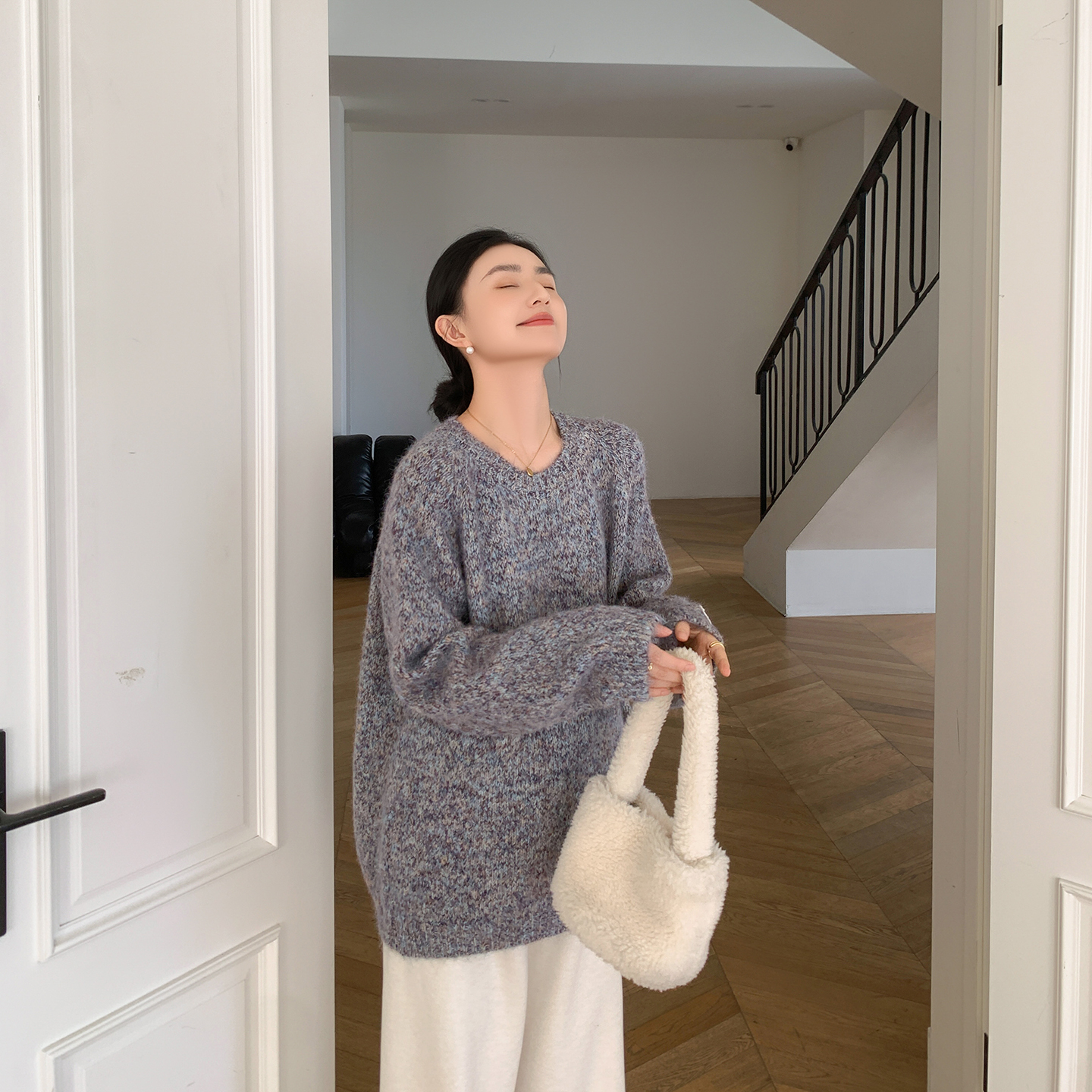 ZMA孕妇装【彩纱袖口标毛衣套装】秋冬新款圆领套头毛衣软糯孕妇裤