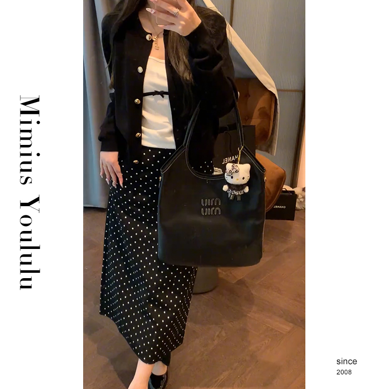 【mimius】&喵喵 显瘦针织开衫背心套装+半裙 G02055